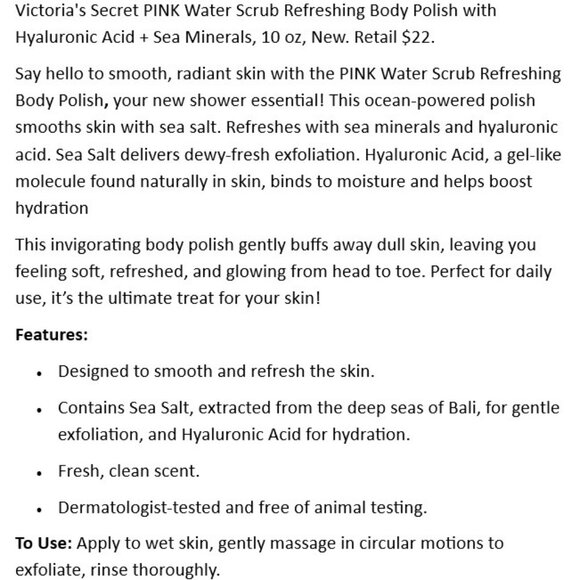 Victoria's Secret Pink Water Scrub - Blue - Picture 2 of 2